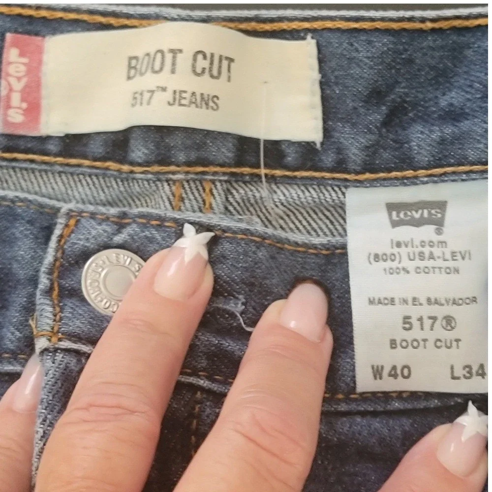 Levis 517‎ Boot Cut Jeans Mens 40x34 Custom Distressed Whiskey River Plaid Patch